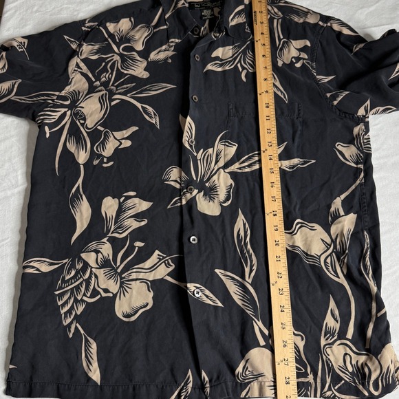 Tori Richard Honolulu Mens Large Silk Floral Hawaiian Aloha Shirt Gray Tan Large - Picture 8 of 10
